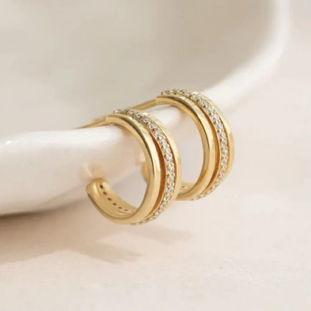 Linjer Livna Gemstone Huggie Hoop Earrings - Picture 2 of 4